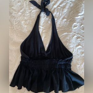 Backless terrycloth halter top black OCEAN DRIVE size medium